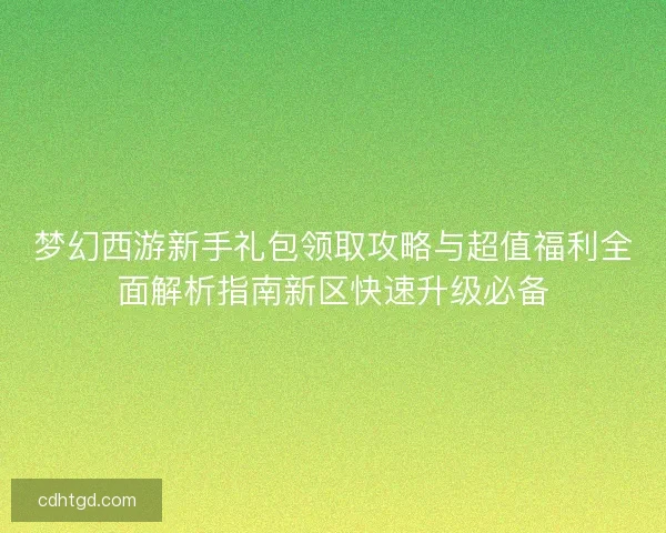 梦幻西游新手礼包领取攻略与超值福利全面解析指南新区快速升级必备