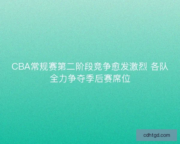 CBA常规赛第二阶段竞争愈发激烈 各队全力争夺季后赛席位