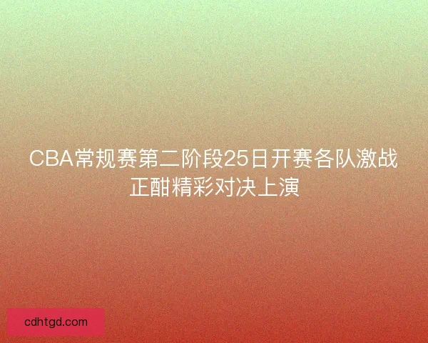 CBA常规赛第二阶段25日开赛各队激战正酣精彩对决上演