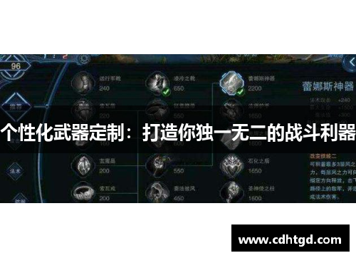 个性化武器定制：打造你独一无二的战斗利器